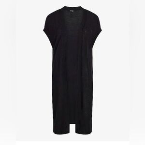 Linen-Blend Sleeveless Duster Cardigan